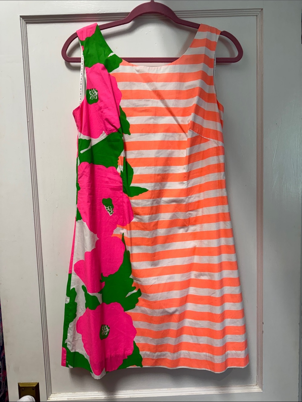 Lilly Pulitzer Pink, Coral & Green Floral Stripe Shift Dress